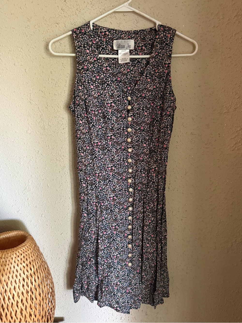 Vintage Lisa Jo Floral Dress with Pearl Buttons